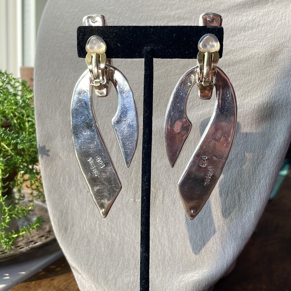 DAVID VARSANO Vintage Sterling Oversized Modernist Two Tone Earrings - Picture 7 of 17